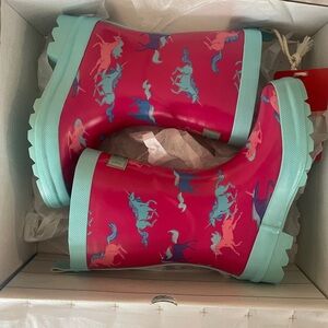 Hatley Frolicking Unicorns Shiny Rain Boots New Size 11 Kids